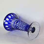 Outstanding Cobalt Blue Cut to Clear Crystal Vase