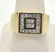 MEN'S 14KT GOLD AND DIAMOND RING.