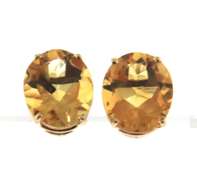 Fancy Yellow Gold Oval Citrine Earrings