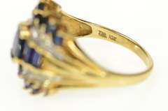 10K Yellow Gold Oval Sapphire Diamond Tiered Statement Ring