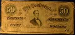 1864 Confederate States Of America $50 Richmond, Circulated.