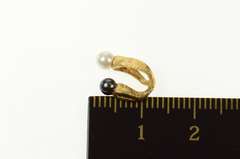 14K Yellow Gold Black & White Pearl Curved Arch Pendant
