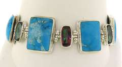 Sterling Silver Turquoise & Mystic Topaz Bracelet