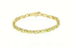 10K Yellow Gold Oval Peridot Diamond Accent Tennis Bracelet