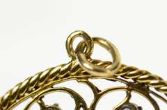 14K Yellow Gold 0.82 Ct Diamond Scroll Filigree Medallion Pendant