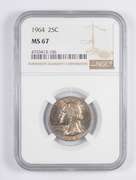 MS67 1964 Washington Quarter - TONED - Graded NGC