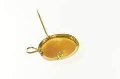 18K Yellow Gold Art Deco Carved Shell Cameo Pendant/Pin