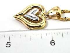 Adorable Floating Heart Necklace in 14KT 2-Tone Gold