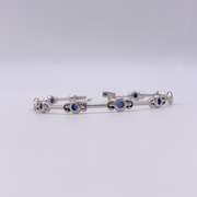 14kt Solid White Gold & Blue Sapphire Tennis Bracelet