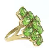 Charming Peridot Cluster Ring in Yellow Gold
