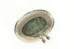 Sterling Silver Oval Malachite Cabochon Ornate Statement Pendant