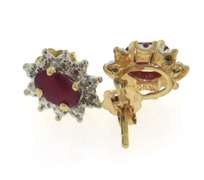 Stunning Yellow Gold Ruby & Diamond Earrings