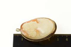 14K Yellow Gold Carved Victorian Lady Shell Cameo Pendant/Pin