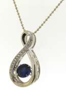 Sterling Silver Shimmering Blue CZ Pendant on Chain