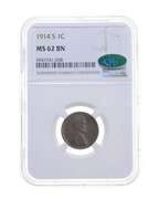 MS62 BN 1914-S Lincoln Wheat Cent - CAC - Graded NGC