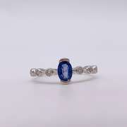 14kt Gold, Blue Sapphire, & Diamond Ring