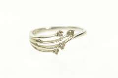 14K White Gold Fanned Diamond Layered Design Band Ring