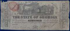 State Of Georgia, Middleville. 1863 Red Seal $1. Circulated.