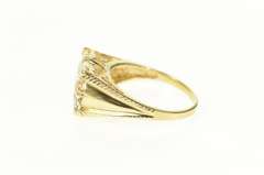 14K Yellow Gold Princess Cut CZ Ornate Squared Statement Ring