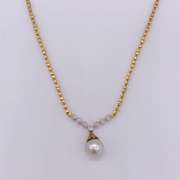 Stunning 18kt Gold, Pearl, & Diamond Pendant Necklace