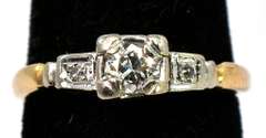 Petite Vintage Diamond Ring in 2-Tone 14KT Gold, Size 4