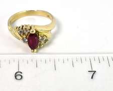Elegant Ruby & CZ Ring in 14KT Yellow Gold