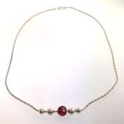 Sterling silver necklace with red and silver beads