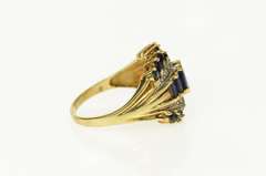 10K Yellow Gold Oval Sapphire Diamond Tiered Statement Ring