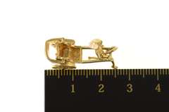 14K Yellow Gold 3D Articulated Rickshaw Cart Hack Cab Charm/Pendant