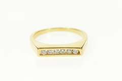 14K Yellow Gold Squared Diamond Wedding Band Stackable Ring
