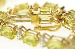 10K Yellow Gold Oval Peridot Diamond Accent Tennis Bracelet