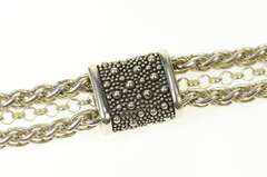 Sterling Silver Michael Dawkins Layered Chain Ornate Bracelet