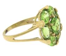 Charming Yellow Gold Peridot Circle Cluster Ring