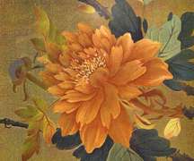 GOLD AND SILVER PAINTING ON SILK MEDIUM JAPANESE ART