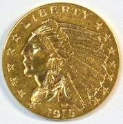 Splendid 1915 US $2.50 Indian Gold Piece. Nice