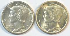 Flashy BU 1927 & 1934 Mercury Dimes