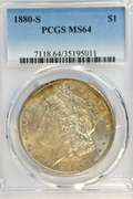 Lovely nearly Gem BU 1880-S Morgan Silver Dollar. PCGS MS64