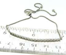 Sterling Silver Bar Bracelet w Illusion Set Diamonds