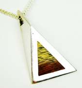 3-D Moderne 950 Sterling Pendant & 30 In Chain