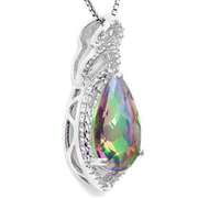 2.28 CT MYSTIC GEMSTONE & DIAMOND 925 STERLING SILVER PENDANT