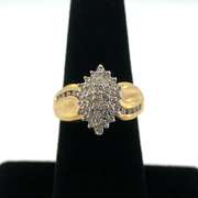 Eye Catching 10kt Yellow Gold Diamond Cluster Ring