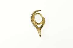10K Yellow Gold Oval Blue Topaz Diamond Accent Statement Pendant
