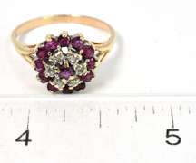 Lovely Vintage Ruby & Diamond Ring in 14KT Yellow Gold