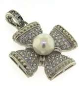Sterling Silver Simulated Pearl & CZ Pendant
