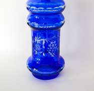 Heavy Cobalt Blue Cut to Clear Crystal Decanter