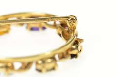 14K Yellow Gold Retro Topaz Garnet Andalusite Peridot Pin/Brooch