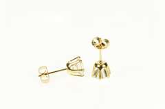 14K Yellow Gold Round Cubic Zirconia Solitaire Classic Stud Earrings