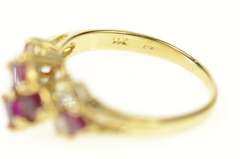 14K Yellow Gold 0.96 Ctw Princess Ruby Diamond Statement Ring