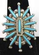 Needlepoint Turquoise Sterling Silver Ring