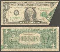 $1 1977 FRN Printed Fold Error Fine